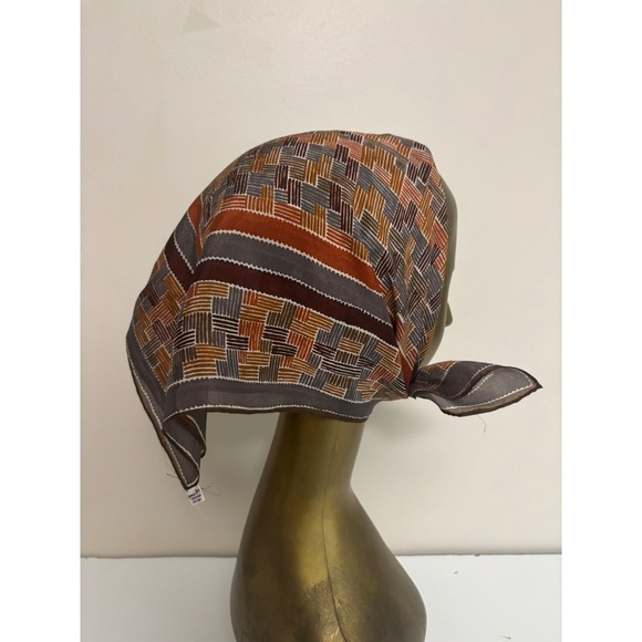 Vera Newman Accessories - Vera Newman Vintage Silk Blend Scarf Brown Orange Geometric Sheer Square Japan